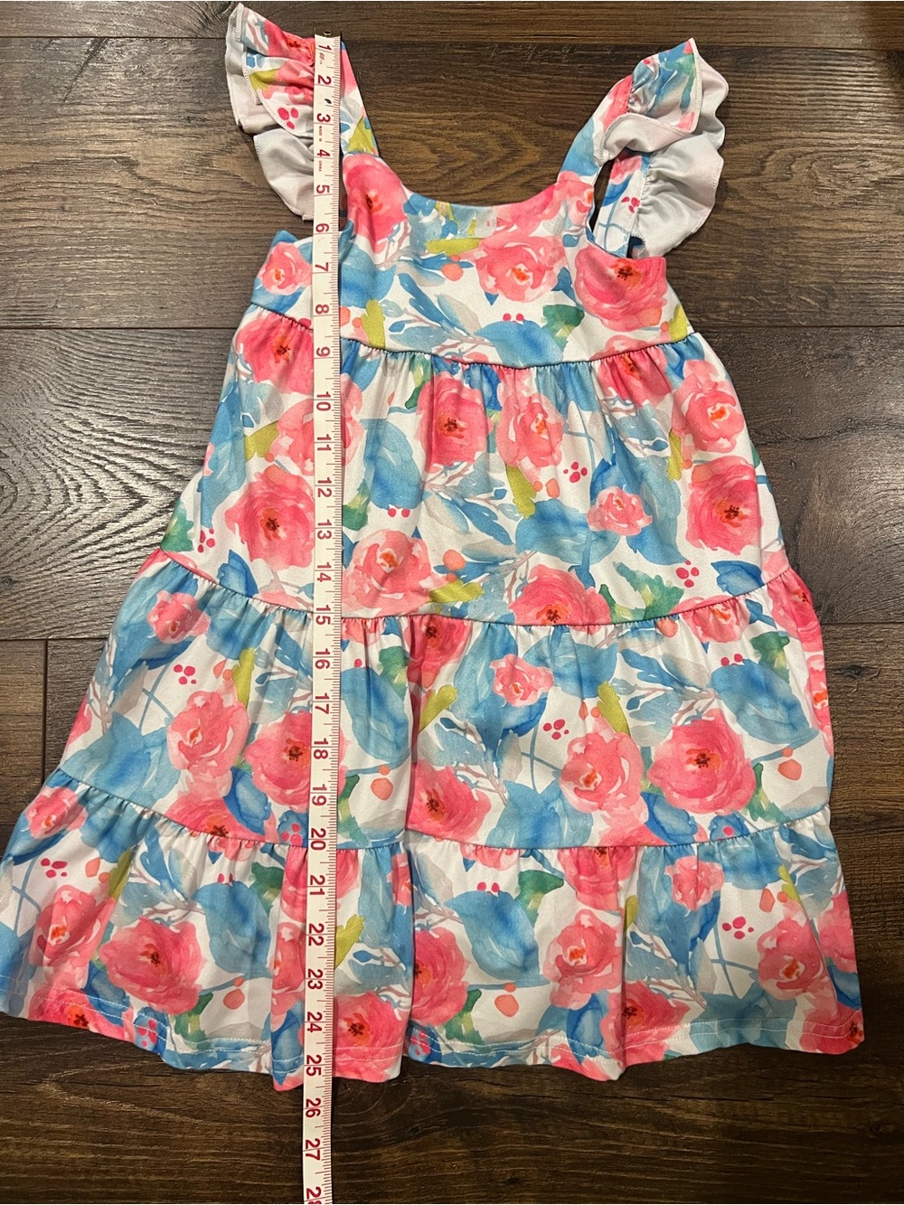 Girls Floral Tiered Sundress in Pink & Blue